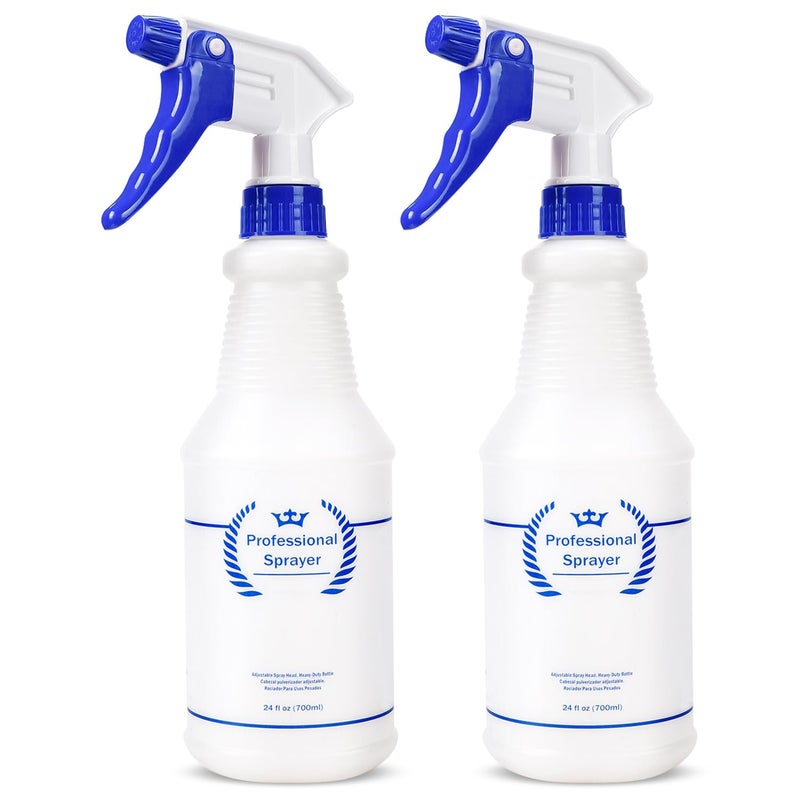 Bealee Plastic Spray Bottle, Empty Spray Bottles (2 Pack 24 Oz), All-Purpose Sprayer for Cleaning Solutions, Hair Spray, Bleach, Planting, BBQ, Mist & Stream Water Spraying Bottle with Adjustable Nozzle - Image 1